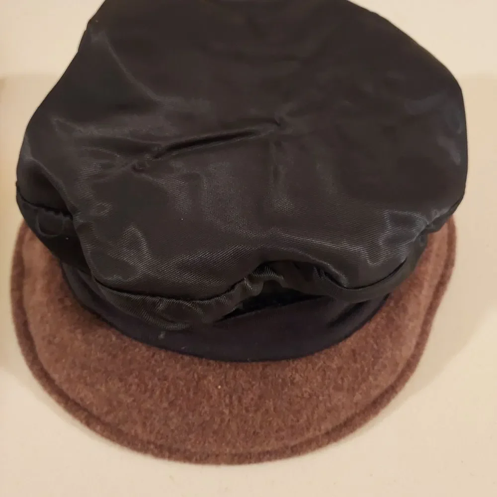 Slouchy Cloche Cap Hat Wool Blend Boho Hat Vintage Brown size M